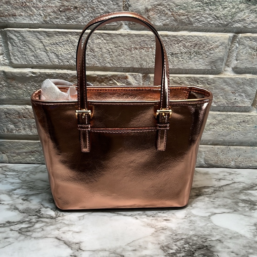 Michael Kors Jet Set Travel Extra-Small Metallic Top-Zip Tote Bag NWT - Picture 6 of 16